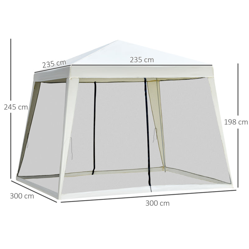 Gazebo da Giardino 3x3x2.35 m in Acciaio con Zanzariere Beige 