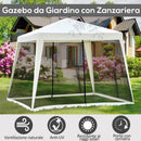 Gazebo da Giardino 3x3x2.35 m in Acciaio con Zanzariere Beige 