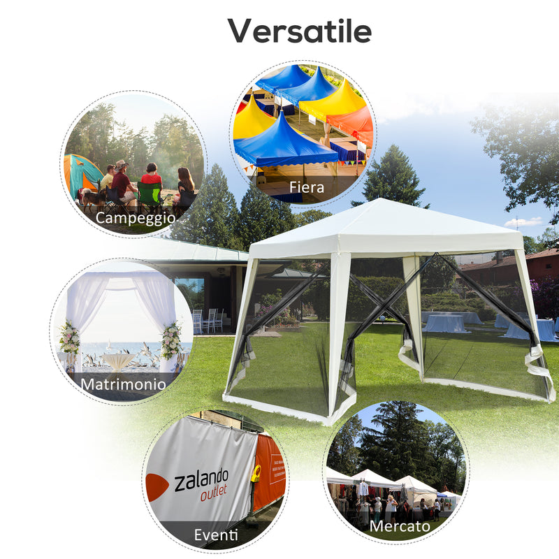 Gazebo da Giardino 3x3x2.35 m in Acciaio con Zanzariere Beige 