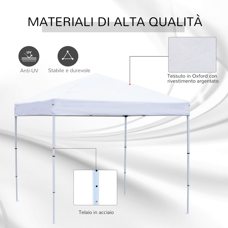 Gazebo da Giardino 2.5x2.5m in Acciaio Pieghevole Tessuto Oxford Bianco 