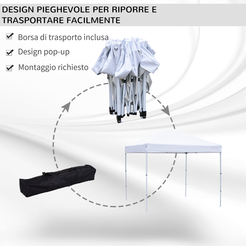 Gazebo da Giardino 2.5x2.5m in Acciaio Pieghevole Tessuto Oxford Bianco 