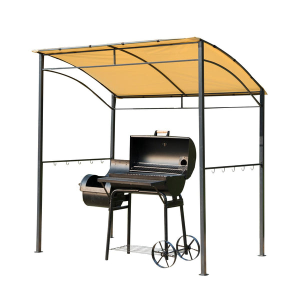 online Unterstand für Grillgarten Pergola 2,15 x 1,5 x 1,8/2,2 m aus beigem Stahl
