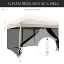 Gazebo da Giardino 3x3m in Acciaio Pareti Rimovibili Tessuto Oxford Crema 