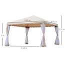 Gazebo da Giardino 3.65x3.65m in Ferro Beige 