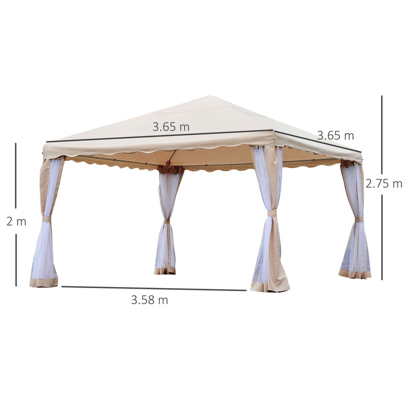 Gazebo da Giardino 3.65x3.65m in Ferro Beige 
