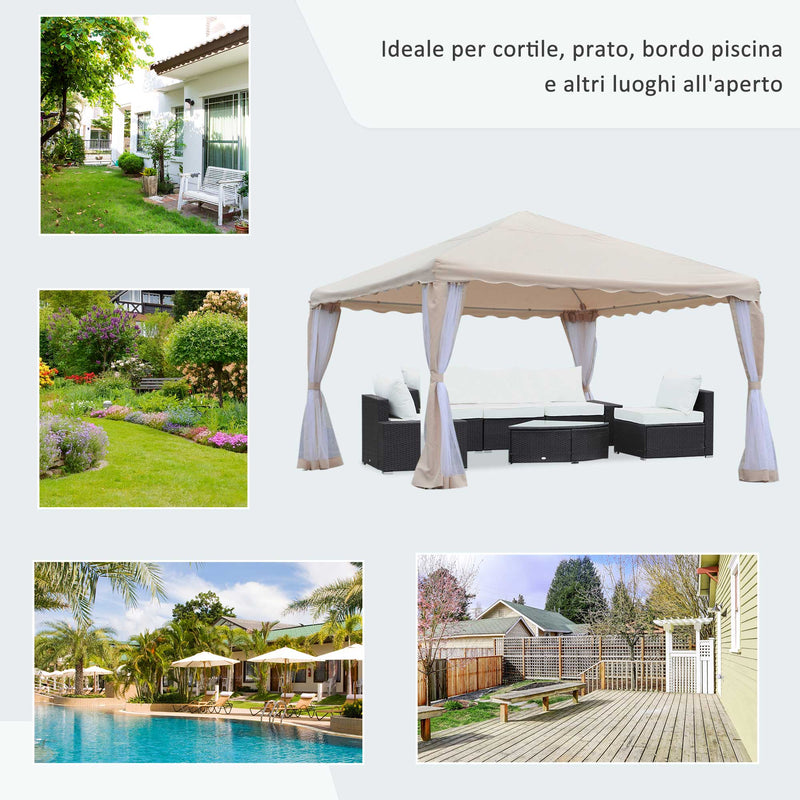 Gazebo da Giardino 3.65x3.65m in Ferro Beige 