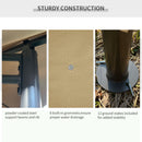 Gazebo da Giardino 4x3m in Acciaio Tende Laterali Kaki 