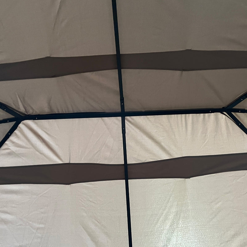 Gazebo da Giardino 4x3m in Acciaio Tende Laterali Kaki 