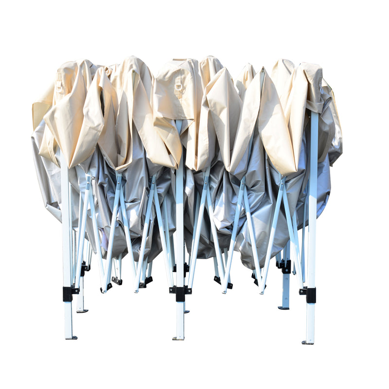 Gazebo da Giardino 3x6m in Acciaio Pieghevole con Zanzariere Beige 