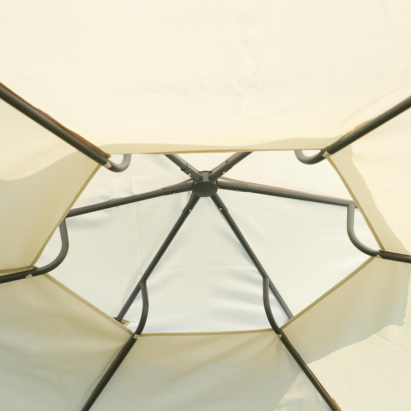 acquista Gazebo da Giardino Ø3.6x2.7m in Metallo Doppio Tetto e Tende Beige