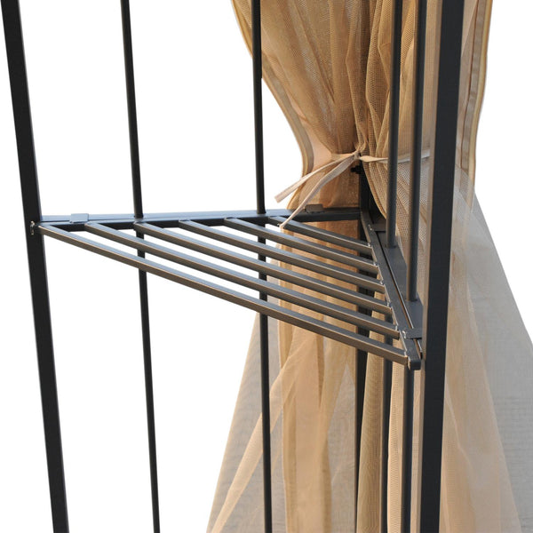 Gazebo da Giardino 3x3m in Metallo Zanzariere e Doppio Tetto Crema acquista