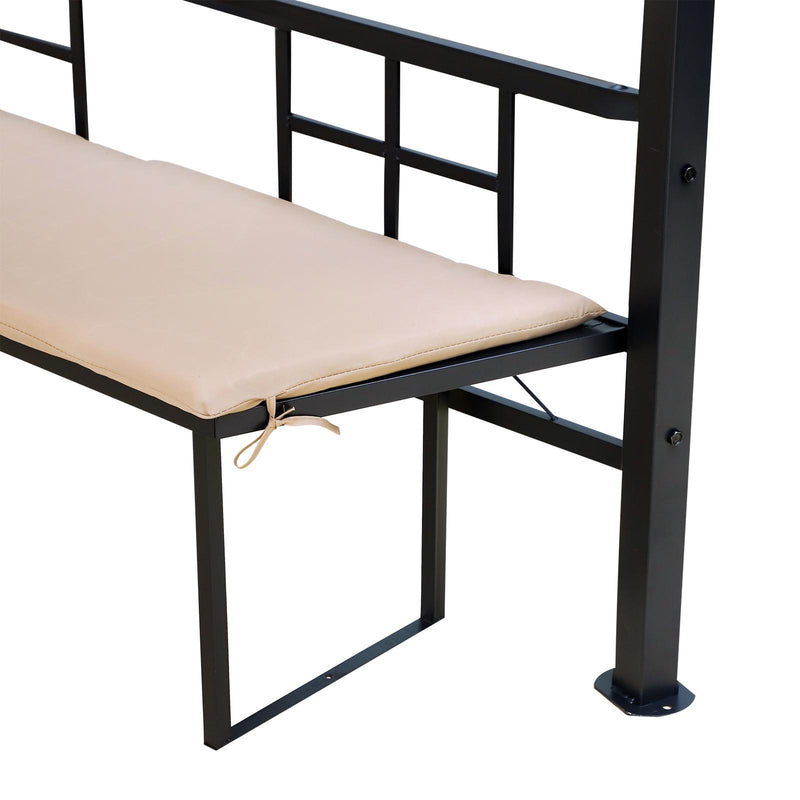 Gazebo da Giardino 3.8x2.65m in Acciaio con 4 Panche elegante Beige 