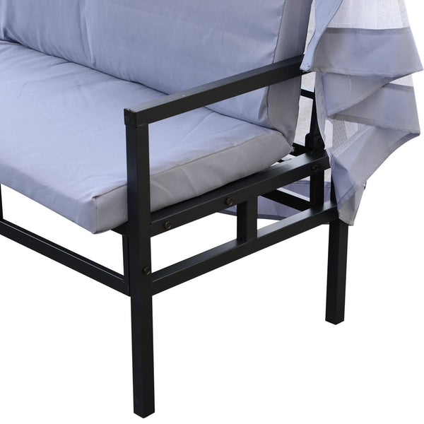 Gazebo da Giardino 2x2.9x2.45m in Acciaio Zanzariere e Panchine Grigio online