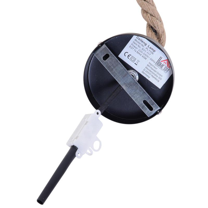 Lampadario a Sospensione con Corda di Canapa Lunghezza Regolabile Beige Ø35x160H cm 