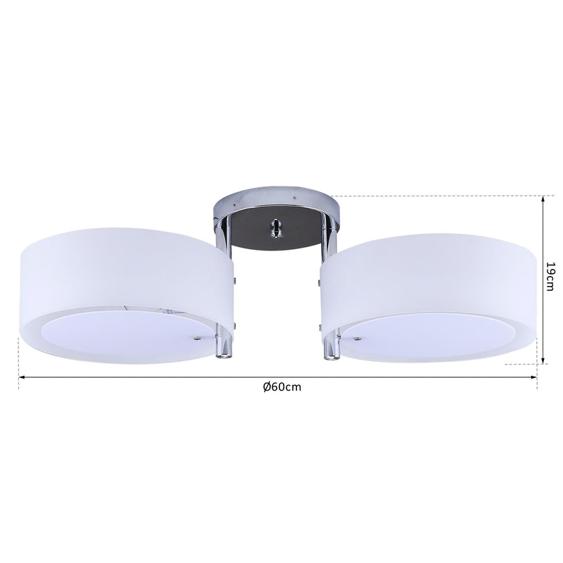 Plafoniera Moderna in Acrilico Bianco Argento 60x19 cm 