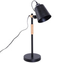 Lampada da Tavolo con Angolo Regolabile in Metallo e Legno Nero 30x18x62 cm 