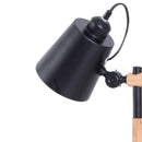 Lampada da Tavolo con Angolo Regolabile in Metallo e Legno Nero 30x18x62 cm 