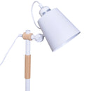 Lampada da Tavolo con Angolo Regolabile in Metallo e Legno Bianco 30x18x62 cm 