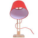 Lampada da Tavolo con Braccio Regolabile in Rovere e Paralume Rosso 