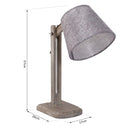 Lampada da Tavolo Paralume in Lino e Legno di Paulonia Grigio 
