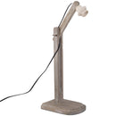 Lampada da Tavolo Paralume in Lino e Legno di Paulonia Grigio 