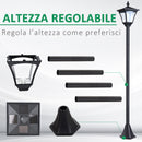 Lampione da Giardino Led a Energia Solare Nero 120 cm 