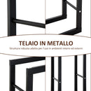 Portalegna Legnaia in Ferro 40x25x100 cm da Interno Max 100Kg  Nero