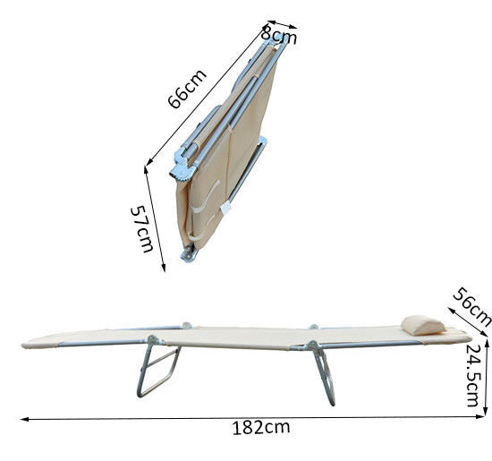 Lettino Prendisole in Acciaio Pieghevole Reclinabile Crema 