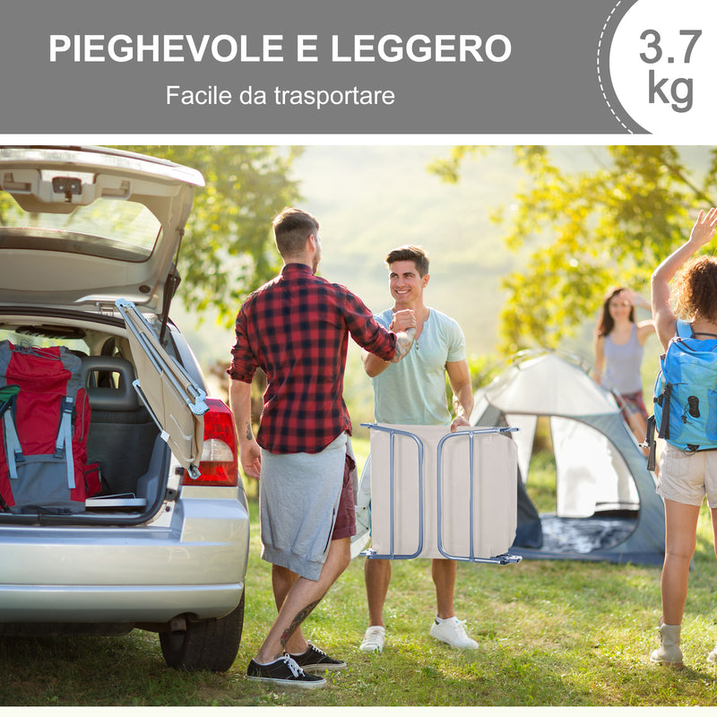 Lettino Prendisole in Acciaio Pieghevole Reclinabile Crema 