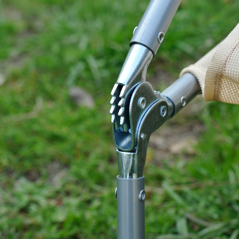 Lettino Prendisole in Acciaio Pieghevole Reclinabile Crema 