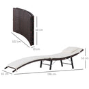 Lettino Prendisole Ergonomico in Acciaio con Cuscino Marrone e Bianco 