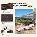 Lettino Prendisole Ergonomico in Acciaio con Cuscino Marrone e Bianco 