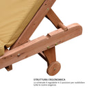 Lettino Prendisole in Legno con Vassoio e Materassino Marrone Chiaro 