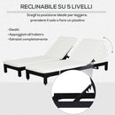 Set 2 Lettini Prendisole in Acciaio Nero con Cuscino Crema 