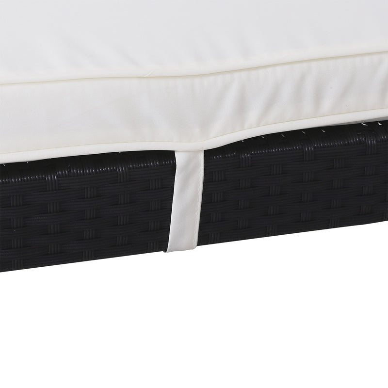 Set 2 Lettini Prendisole in Acciaio Nero con Cuscino Crema 