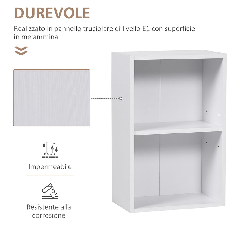 Mobiletto Libreria con Ripiano in Legno Bianco 40x24x61 cm 