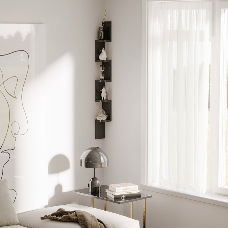 Libreria da Parete con Mensole in Legno MDF Nero 12x12x120 cm 