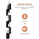 Libreria da Parete con Mensole in Legno MDF Nero 12x12x120 cm 