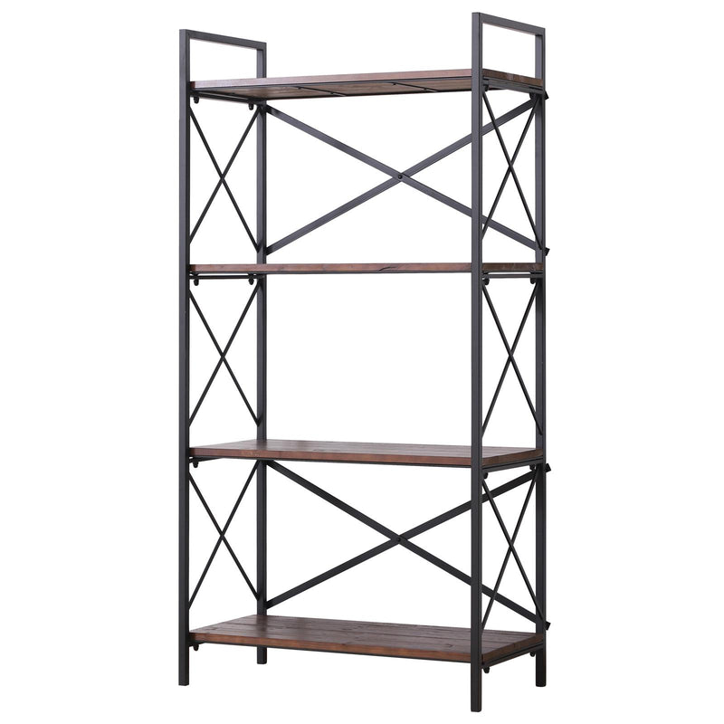 Libreria Scaffalatura a 4 Ripiani in Acciaio e Legno 80x40x160 cm 
