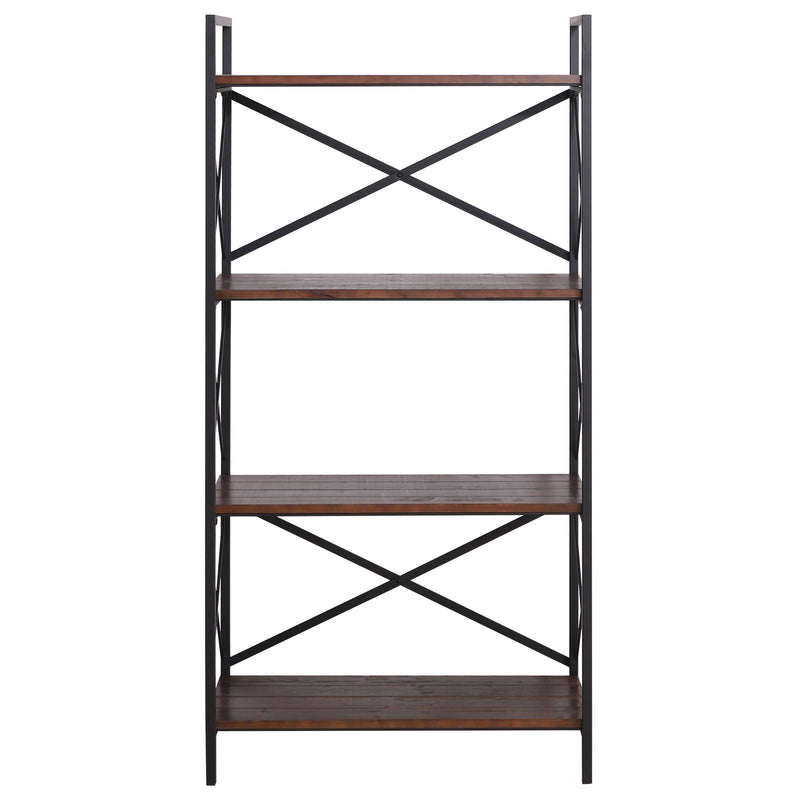 Libreria Scaffalatura a 4 Ripiani in Acciaio e Legno 80x40x160 cm 
