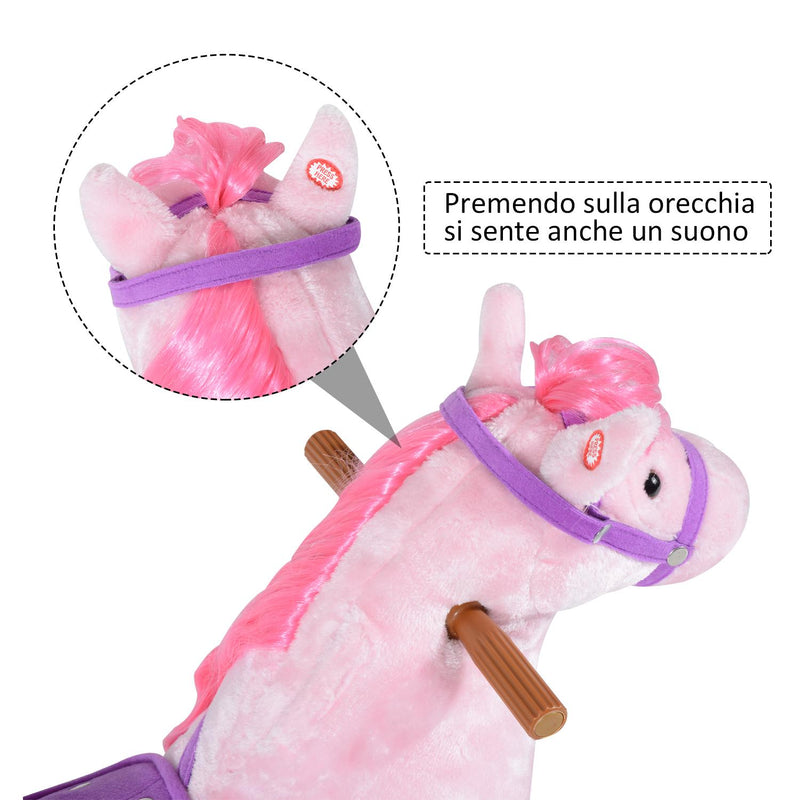 Cavallo Cavalcabile per Bambini con Suoni Rosa 
