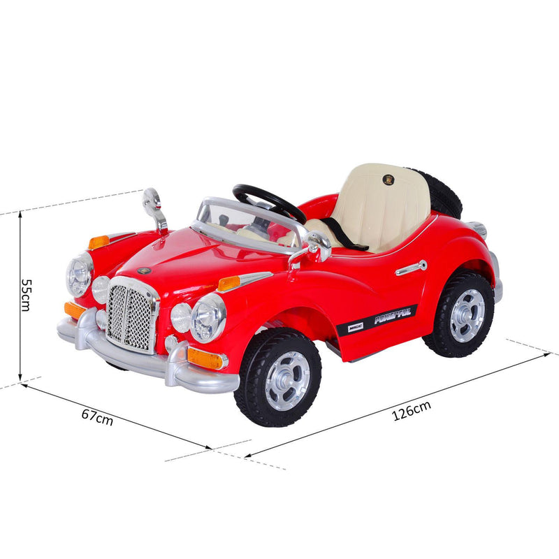 Macchina Elettrica per Bambini 6V Retrò Rossa 