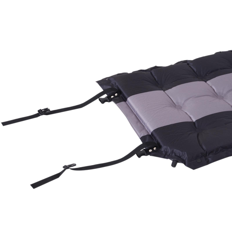 Materassino Gonfiabile da Campeggio con Cuscino in PVC Nero e Grigio 191x63x5 cm 