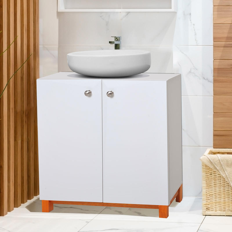 Mobiletto da Bagno Sotto Lavabo in Legno Bianco 60x30x60 cm 