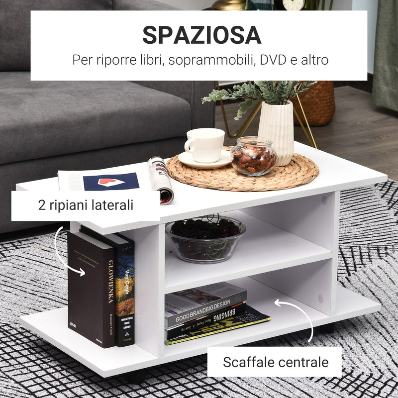 Mobile TV in Legno con Ruote Bianco 80x40x40 cm 