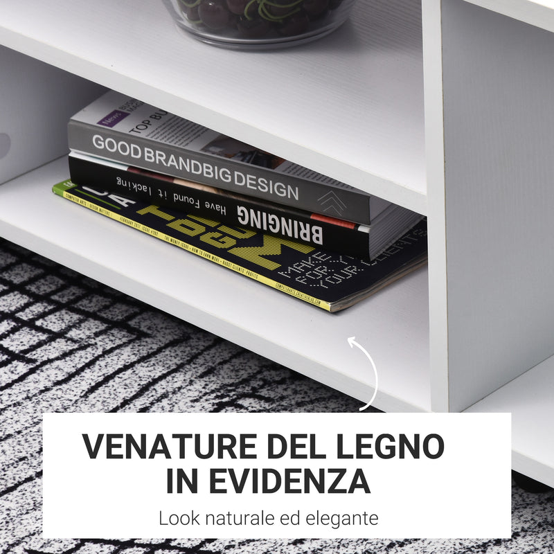 Mobile TV in Legno con Ruote Bianco 80x40x40 cm 