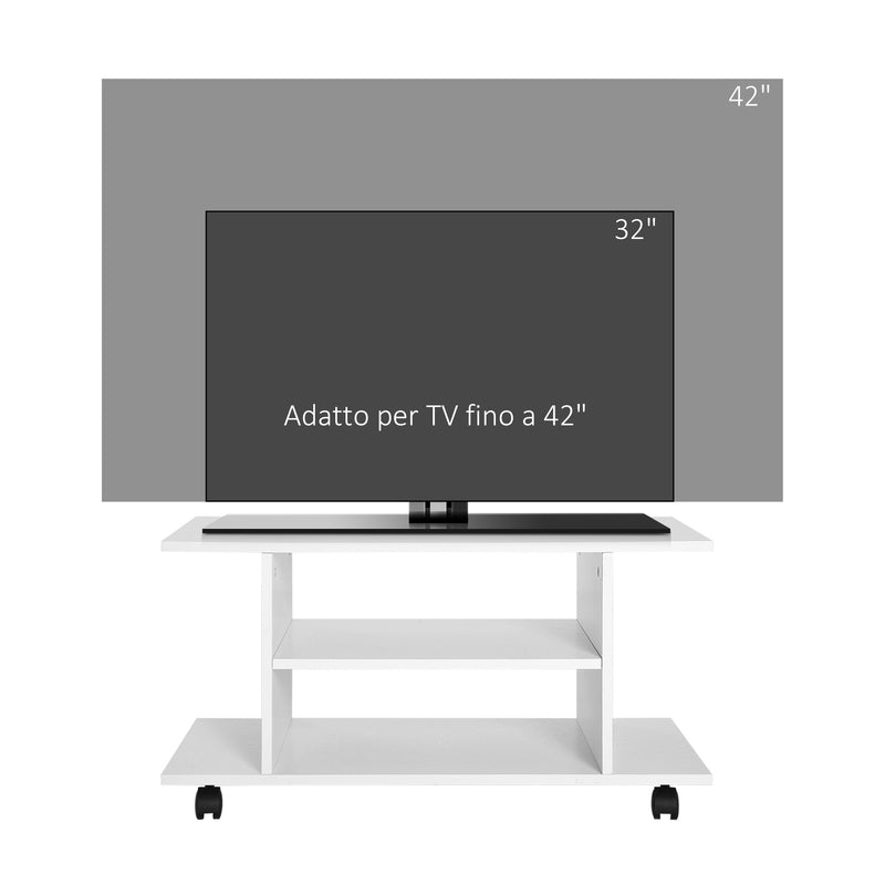 Mobile TV in Legno con Ruote Bianco 80x40x40 cm 