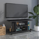 Mobile TV in Legno con Ruote Nero 40x40x80 cm 