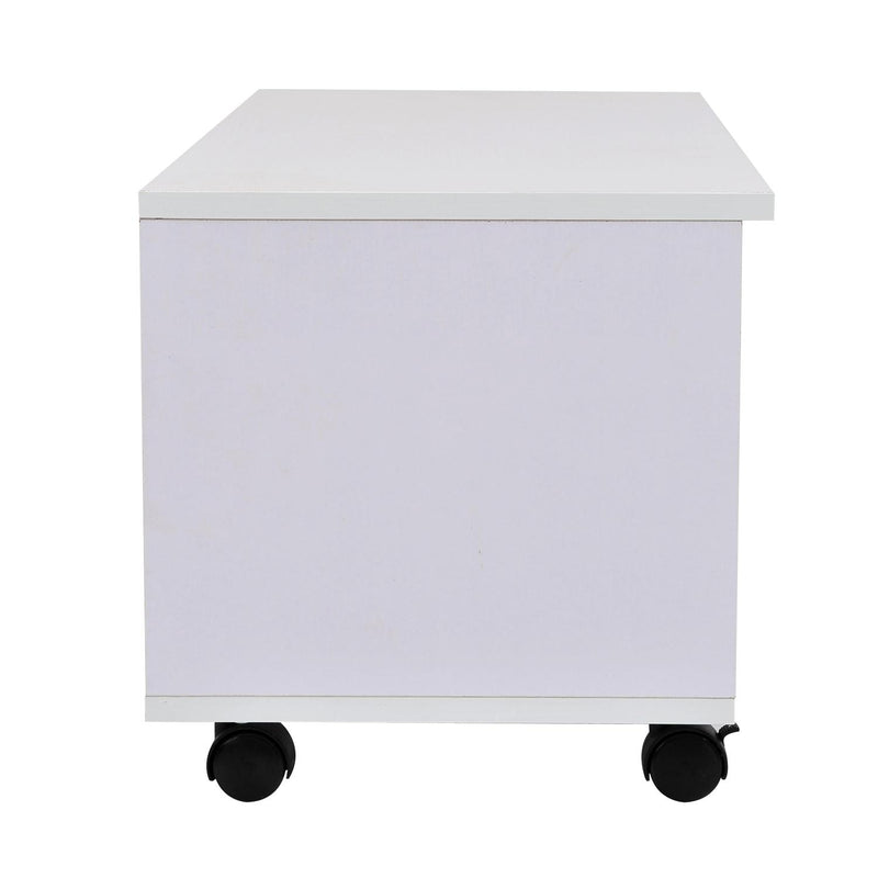 Mobile TV DVD in Legno con Ruote Cassetti 80x35x35 cm Bianco 