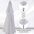 Ombrellone da Giardino Ø2.7 m Palo Ø38 mm in Legno con Doppio Tetto Crema 